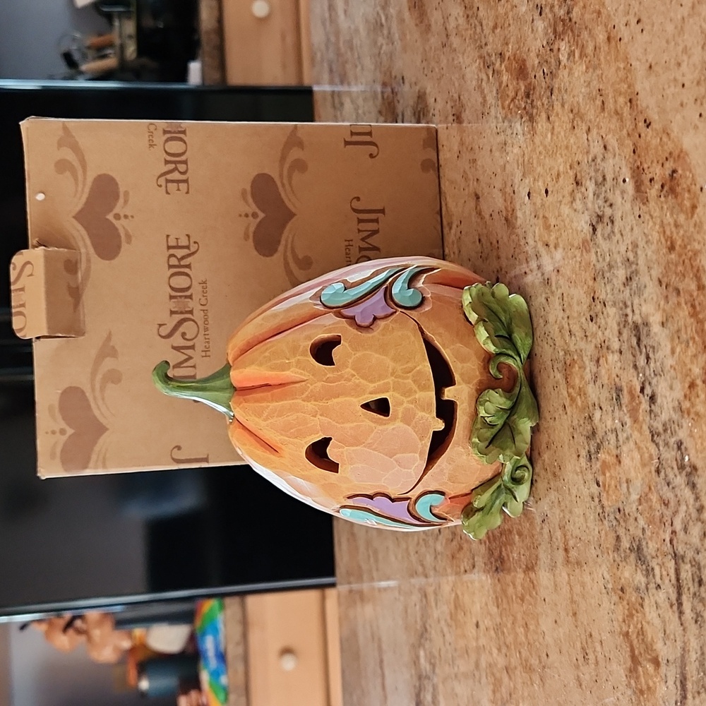 Jim Shore double sided lighted pumpkin "The Good Side of Evil"